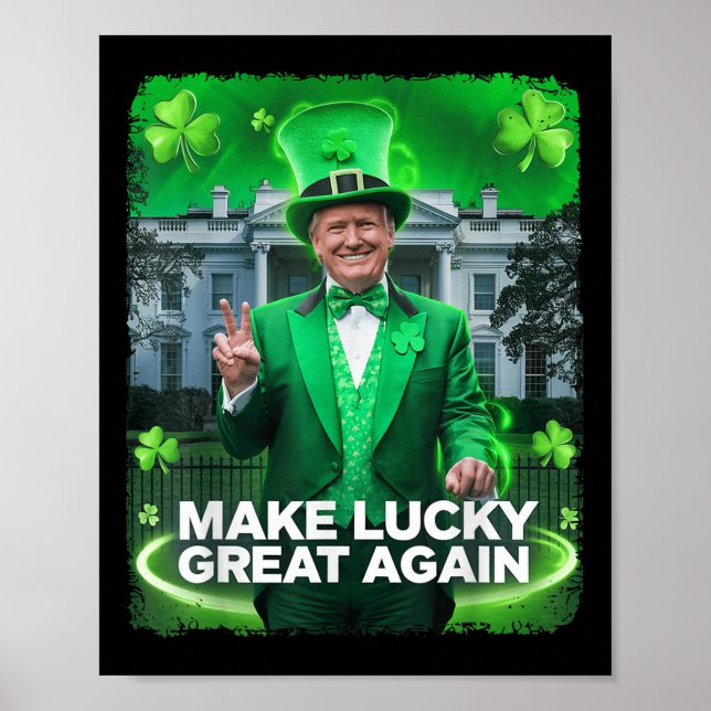 Affiche Jour de la Saint Patrick Trump Leprechaun Casquett (Devant)