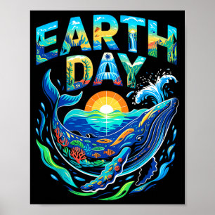 Affiche Jour de la Terre baleine conservation de l'océan n