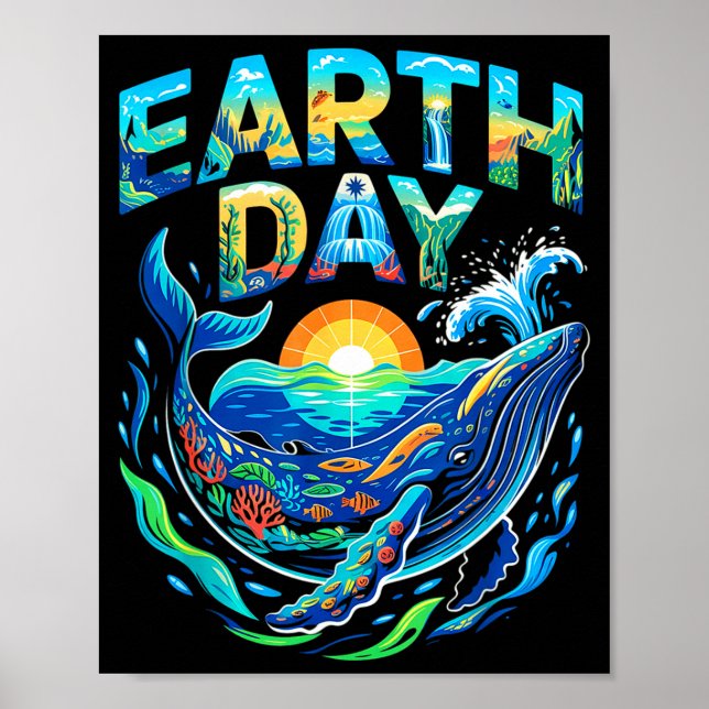 Affiche Jour de la Terre baleine conservation de l'océan n (Devant)