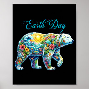 Affiche Jour de la Terre ours polaire planète anniversaire