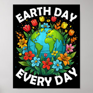 Affiche Jour de la Terre Tous les Jours Globe Arc-en-Ciel