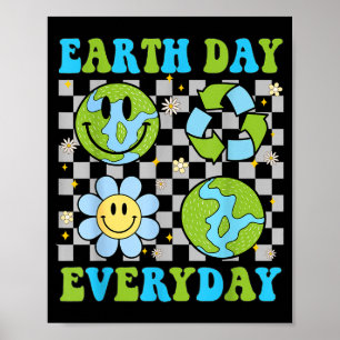 Affiche Jour de la Terre tous les jours recycler floral pl