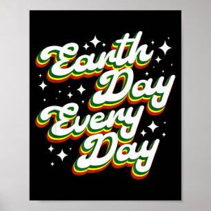 Affiche Jour de la Terre tous les jours rétro environnemen
