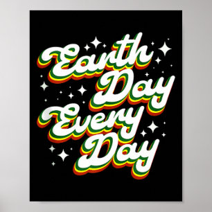 Affiche Jour de la Terre tous les jours rétro environnemen