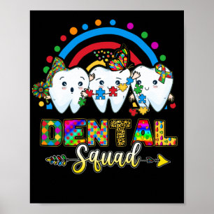 Affiche Jour de l'autisme Puzzle des dents Escouade dentai