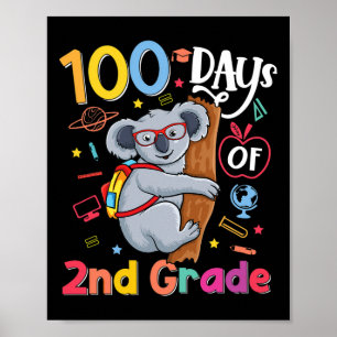 Affiche Jour De L'École 2E Année Enfants Koala 100 Jours D
