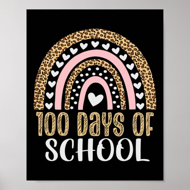 Affiche Jour De L'École Enseignant 100 Jours Rainbow Leopa (Devant)