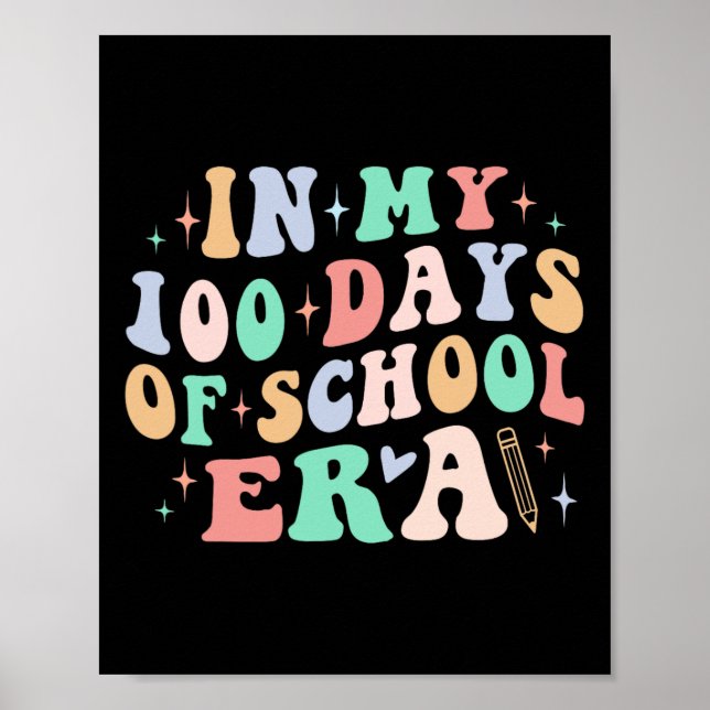 Affiche Jour De L'École Enseignant Enfant Dans Mes 100 Jou (Devant)