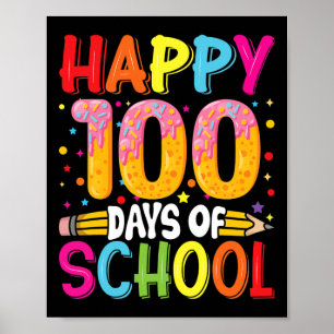 Affiche Jour De L'École Enseignants Enfants Joyeux 100 Jou