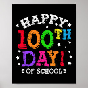 Affiche Jour De L'École Enseignants Enfants Joyeux 100 Jou