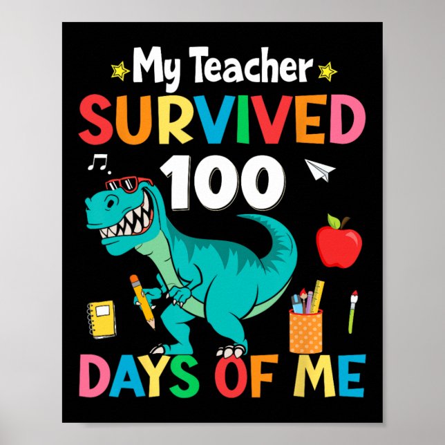 Affiche Jour De L'École Mon Professeur A Survécu 100 Jours (Devant)