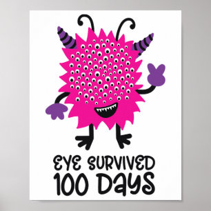 Affiche Jour De L'École Monstre Filles Enfants Oeil Survéc
