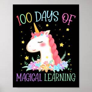 Affiche Jour De L'École Unicorne 100 Jours Magique Apprent