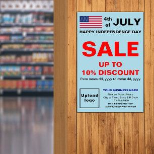 Affiche Jour de l'Indépendance Commerce Vente Light Blue P