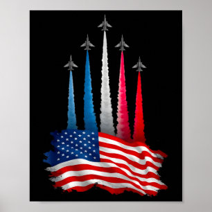 Affiche Jour de l'Indépendance Drapeau Américain Avions à