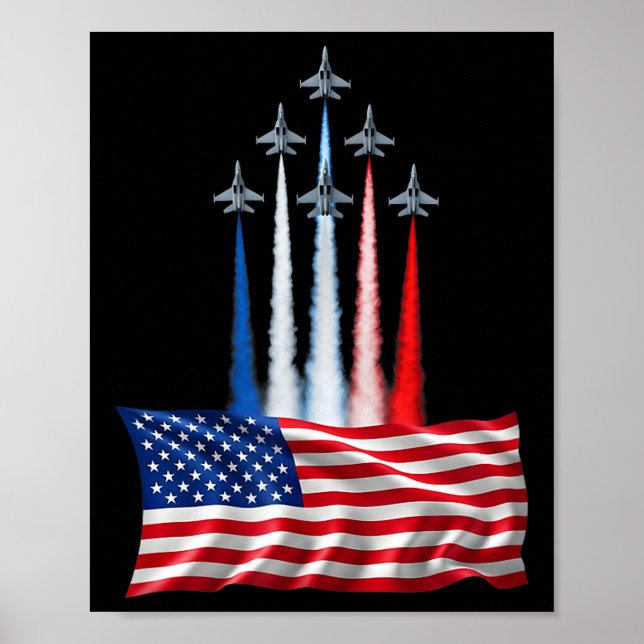 Affiche jour de l'indépendance drapeau américain avions ro (Devant)