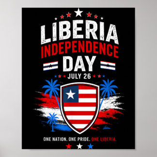 Affiche Jour de l'indépendance du Liberia 26 juillet Drape