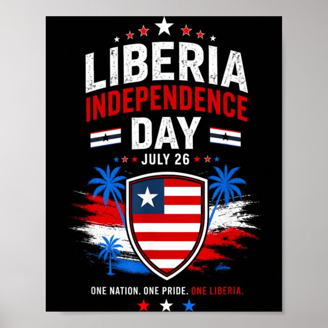 Affiche Jour de l'indépendance du Liberia 26 juillet Drape (Devant)