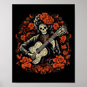 Affiche Jour De Los Muertos Du Squelette D'Halloween Morts