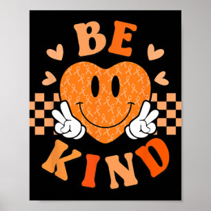 Affiche Jour de l'Unité Orange Coeur Soyez gentil Enseigne