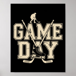Affiche Jour de match, joueur de hockey sur glace et patin