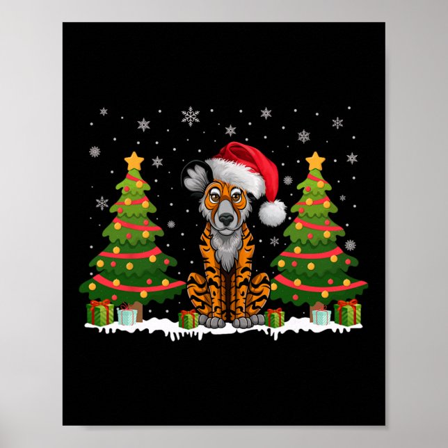Affiche Jour de Noël Arbre clair Chien sauvage africain Sa (Devant)