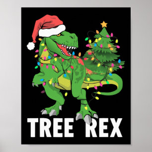 Affiche Jour de Noël Dinosaure Arbre Rex Xmas Trex Pajamas