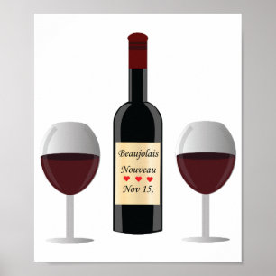 Affiche Jour de Nouveau Beaujolais. Conception d'Emar