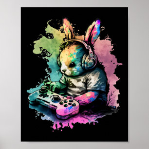 Affiche Jour de Pâques Garçons Joueur Chemise Vidéo Contrô