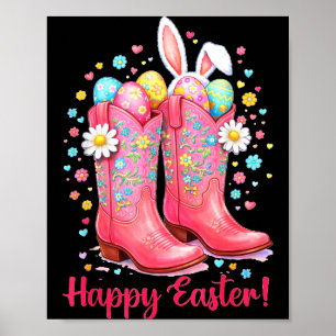 Affiche Jour de Pâques heureux occidental bottes de cowgir