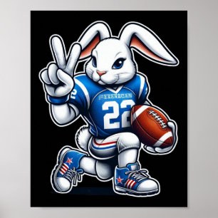 Affiche Jour de Pâques Lapin Jouer Footbyll Garçons Filles