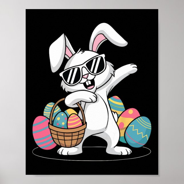 Affiche Jour de Pâques Lapin Lapin Oeufs Chasse Garçons En (Devant)
