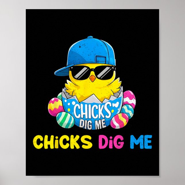 Affiche Jour de Pâques Poussins me creuser Cool Chick à éc (Devant)