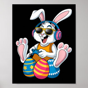 Affiche Jour de Pâques Rabbit Gamer Funny Jeux Vidéos Garç