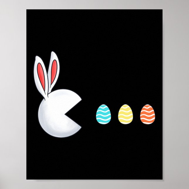 Affiche Jour de Pâques Rabbit Oeufs Amusants Garçons Fille (Devant)
