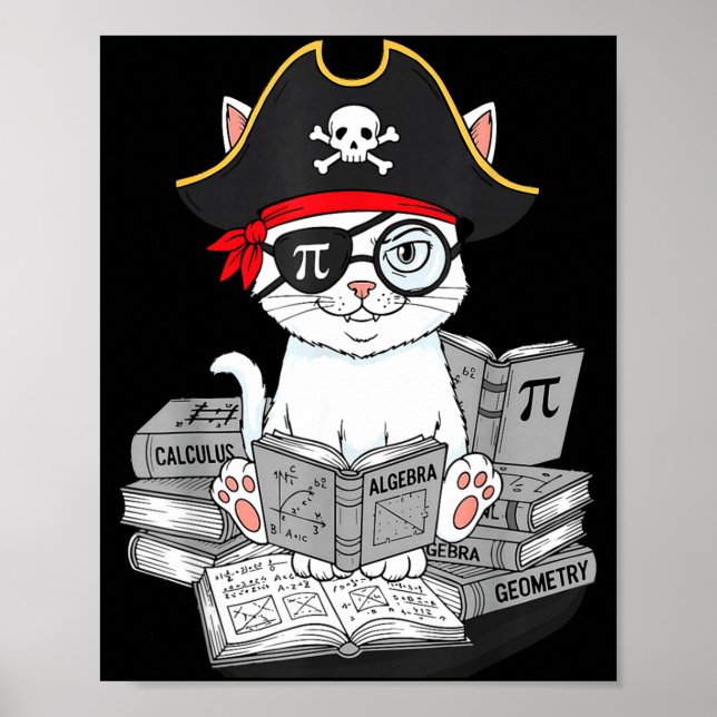 Affiche Jour de Pi Math Cat Nerd Math Pirate Enseignant Él (Devant)