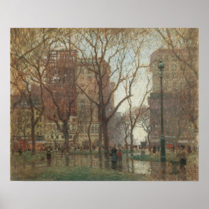 Affiche Jour de pluie, Madison Square, New York, Paul Corn