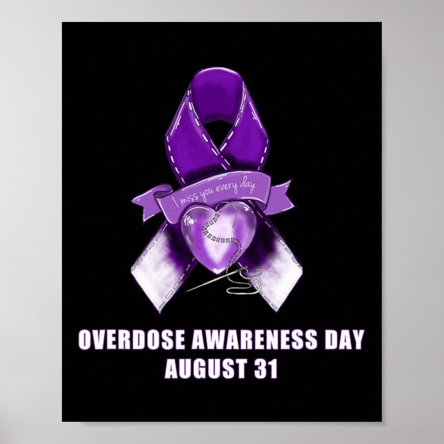 Affiche Jour de sensibilisation aux surdoses Ruban violet  (Devant)