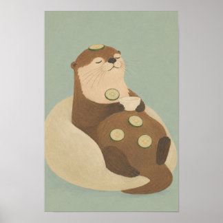 Affiche Jour de spa mignon et réconfortant avec une loutre