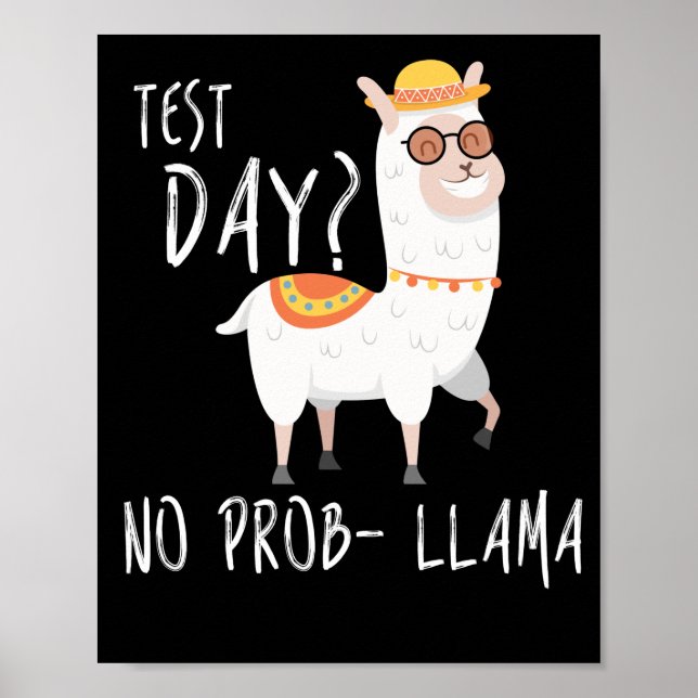 Affiche Jour de test Pas de problème Llama Enseignant Ense (Devant)