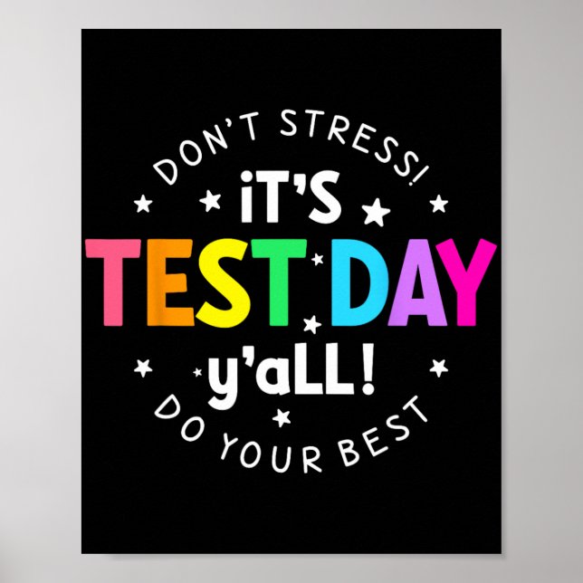 Affiche Jour De Test Yall Funny Test Day Pour Les Étudiant (Devant)