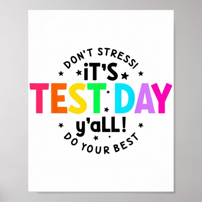 Affiche Jour De Test Yall Funny Test Day Pour Les Étudiant (Devant)