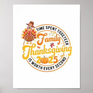 Affiche Jour de Thanksgiving en famille 2025 Temps passé e
