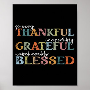 Affiche Jour de Thanksgiving Heureux Béni Reconnaissant Me