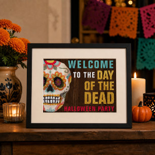 Affiche Jour des crânes de sucre Halloween Bienvenue