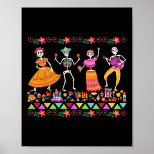 Affiche Jour Des Morts Dia De Los Muertos Skeleto Mexicain