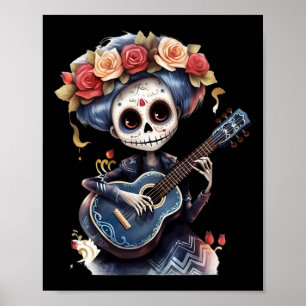 Affiche Jour Des Morts Inspiré Catrina Crâne à sucre Catri
