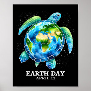 Affiche Jour des terres 2025 Love Earth Sea Turtle Art Sav