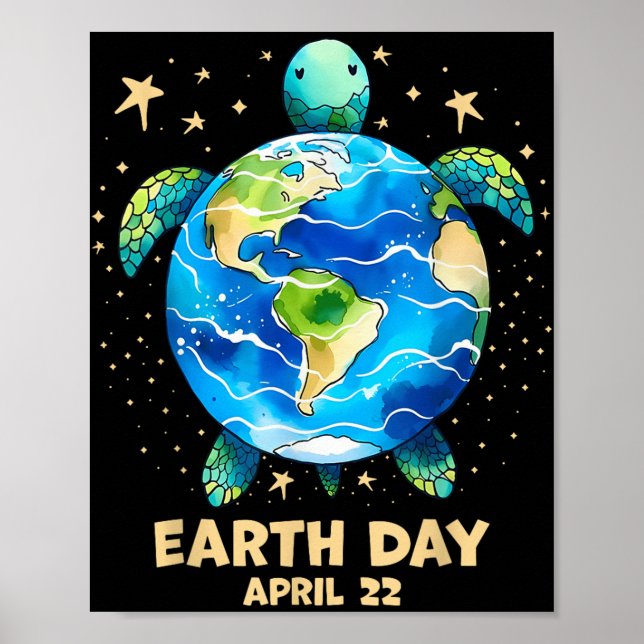 Affiche Jour des terres 2025 Restaurer Earth Sea Turtle Ar (Devant)