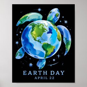 Affiche Jour des terres 2025 Restaurer Earth Sea Turtle Ar